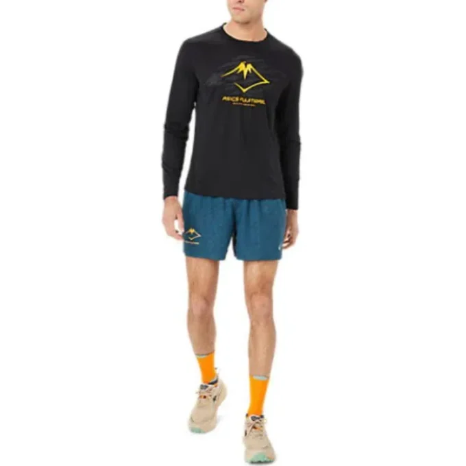 Fujitrail Logo Langarm-T-Shirt „Schwarz Gelb“