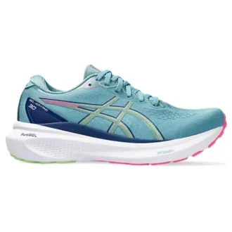 Gel-Kayano 30 Wide „Gris Blue Lime Green“