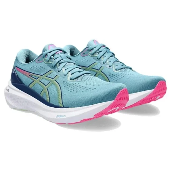 Gel-Kayano 30 Wide „Gris Blue Lime Green“