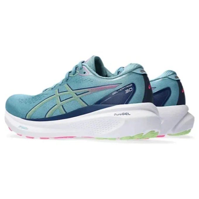 Gel-Kayano 30 Wide „Gris Blue Lime Green“