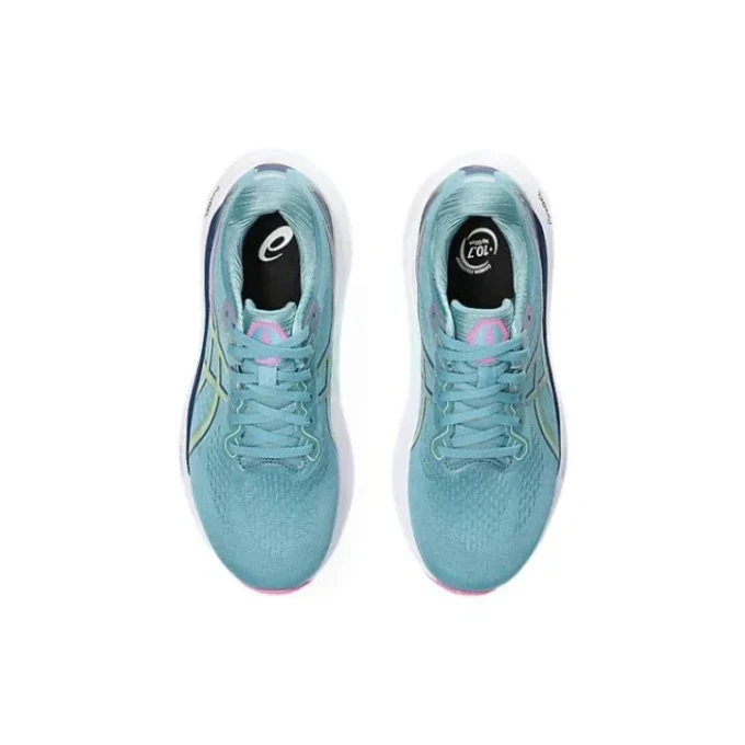 Gel-Kayano 30 Wide „Gris Blue Lime Green“