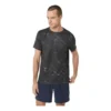 Kurzarm-Oberteil mit Suminagashi-Motivdruck „Graphite Grey“