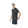 Kurzarm-Oberteil mit Suminagashi-Motivdruck „Graphite Grey“