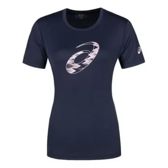 Kurzarm-T-Shirt mit Spiralgrafik, asiatische Größen, „Midnight“