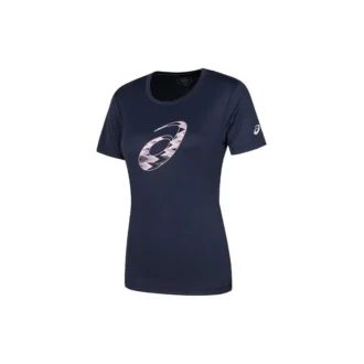 Kurzarm-T-Shirt mit Spiralgrafik, asiatische Größen, „Midnight“