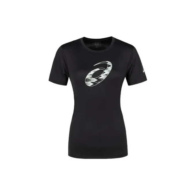Kurzarm-T-Shirt mit Spiralgrafik, asiatische Größen, „Performance Black“