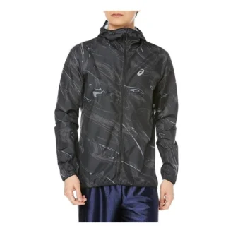 Laufbekleidung Grafik-Webjacke „Schwarz“