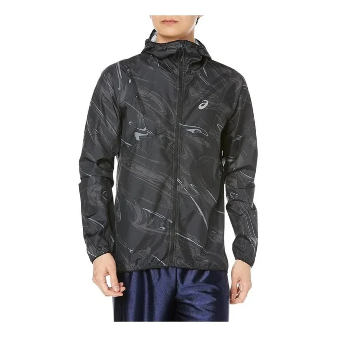 Laufbekleidung Grafik-Webjacke „Schwarz“