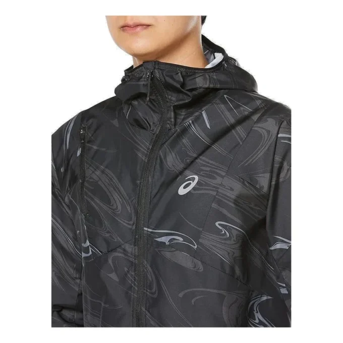Laufbekleidung Grafik-Webjacke „Schwarz“