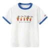 Lässiges bedrucktes T-Shirt „White Blue“