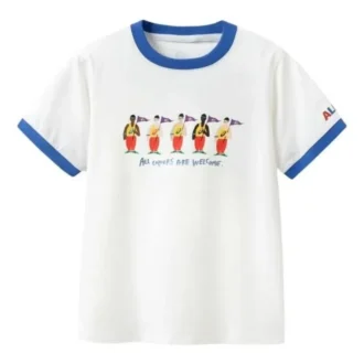 Lässiges bedrucktes T-Shirt „White Blue“