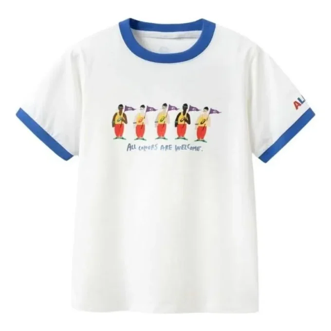 Lässiges bedrucktes T-Shirt „White Blue“