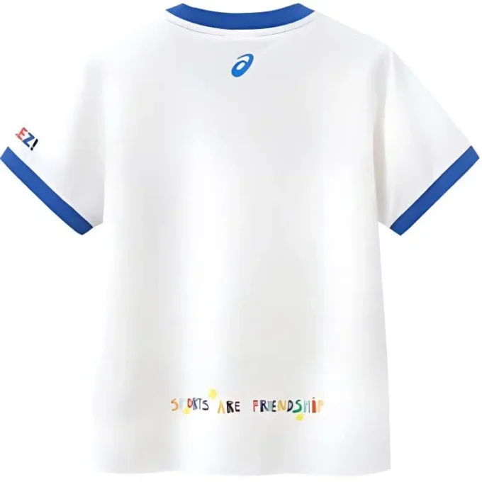 Lässiges bedrucktes T-Shirt „White Blue“