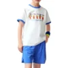 Lässiges bedrucktes T-Shirt „White Blue“