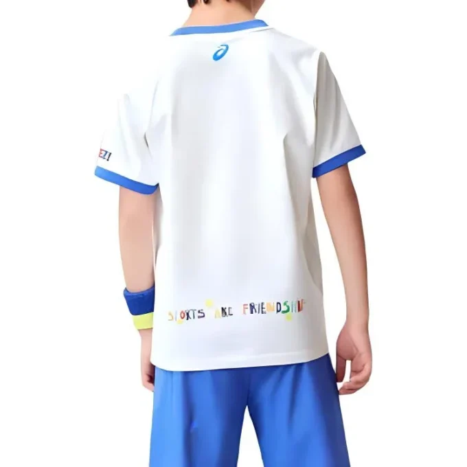 Lässiges bedrucktes T-Shirt „White Blue“