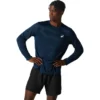 Silbernes Langarm-T-Shirt „French Blue“