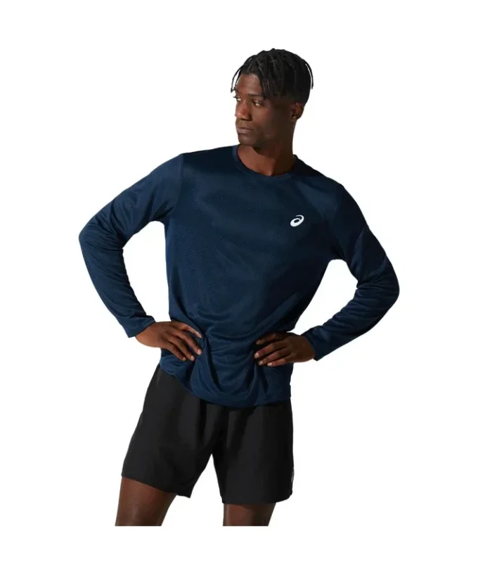 Silbernes Langarm-T-Shirt „French Blue“