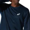 Silbernes Langarm-T-Shirt „French Blue“