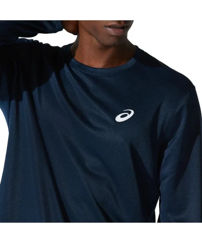 Silbernes Langarm-T-Shirt „French Blue“