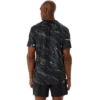 Suminagashi-Motiv-Print-Kurzarm-Oberteil „Black“