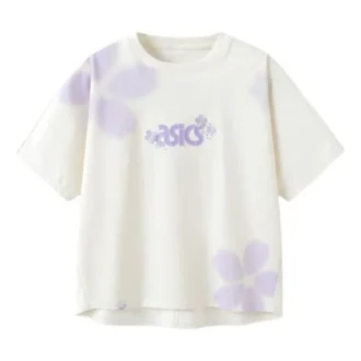 T-Shirt mit Blumenlogo „Weiß“
