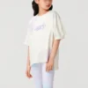 T-Shirt mit Blumenlogo „Weiß“
