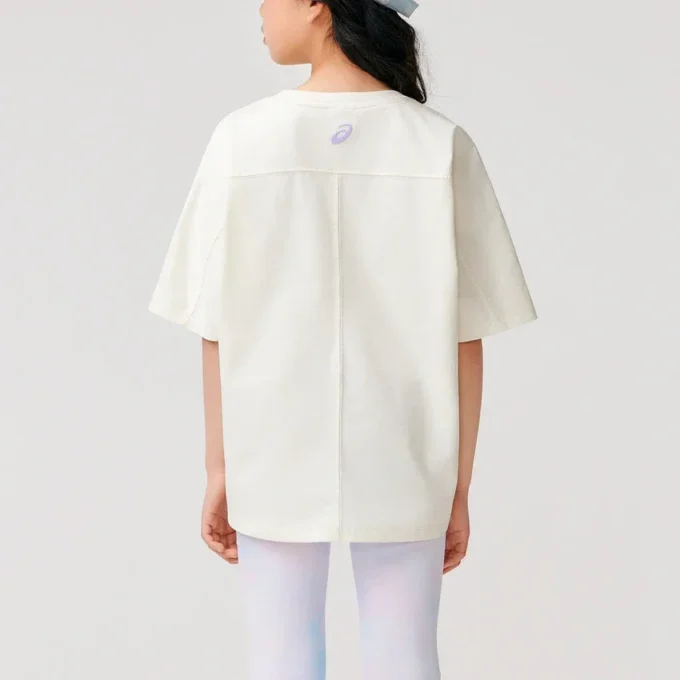 T-Shirt mit Blumenlogo „Weiß“