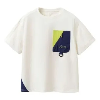T-Shirt mit Logo-Aufnäher-Tasche „White“