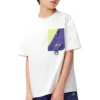 T-Shirt mit Logo-Aufnäher-Tasche „White“