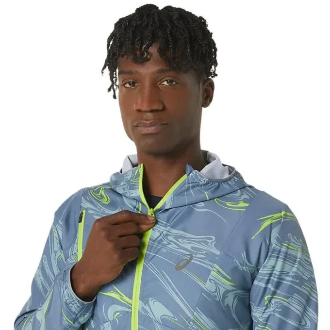 Wasserabweisende Jacke mit grafischem Webmuster „Blue Green“